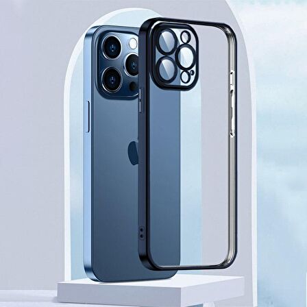 ALLY Fashion Series iPhone 13 Pro 6.1inç Kılıf Renkli Kenar Lazer Çerçeveli Silikon Kılıf FÜME