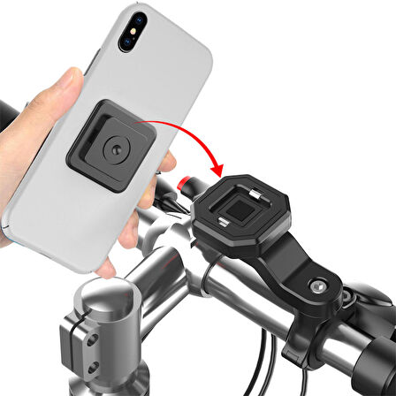 Ally 146A 360 Derece Dönebilen Bisiklet Gidonu Telefon Tutucu Stand SİYAH