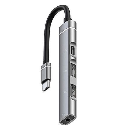ALLY 4in1 Type-C+3.5mm+USB Girişli Çoğaltıcı Adaptör Çevirici Hub