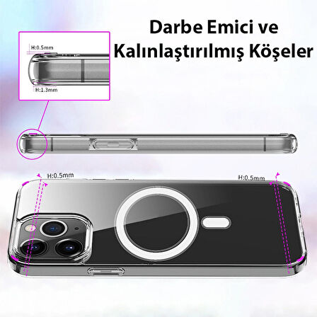 iPhone 14 6.1inç Magsafe Uyumlu Manyetik Sert Silikon Kılıf