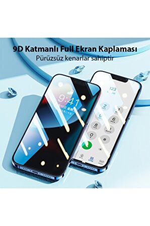 Iphone 14 Plus 6.7 Full Glue-tempered Cam Ekran Koruyucu Siyah