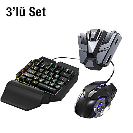 Memo ZH01 Pubg Oyun Konsolu 3in1-klavye Mouse Bağlayıcı 3 Lü Set