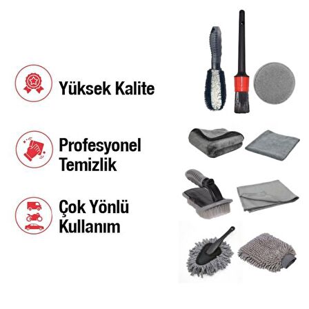 Zhltools 9 Parçalı Araba ve Lastik Temizleme Premium Set