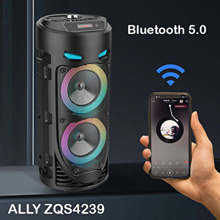 Universal ZQS4239 Mikrofonlu Taşınabilir Speaker Led Işıklı Bluetooth Hoparlör