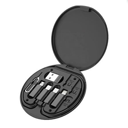 6in1 iPhone+ Type-C Seyahat için 60W Hızlı Şarj Kablo Seti (Siyah)
