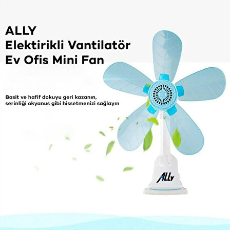 ALLY Klipsli Masaüstü Mini Vantilatör Fan 5 Yaprak 2024 Versiyon