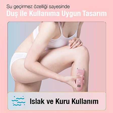 EZERE Saç sakal vücut tıraş makinesi Su Geçirmez Dijital Göstergeli Pembe