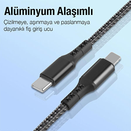 27W Type-C To iPhone Lightning Süper Hızlı Data ve Şarj Kablosu 1mt