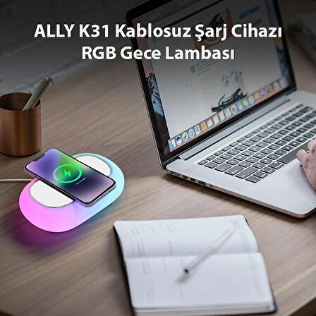 K31 Kablosuz Şarj Cihazı RGB Gece Lambası