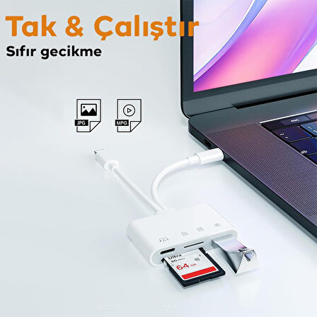 ALLY NK-104PRO Type-c/IPhone to Type-c + SD-TF Kart Çevirici Ve USB Kamera Okuyucu Adaptör