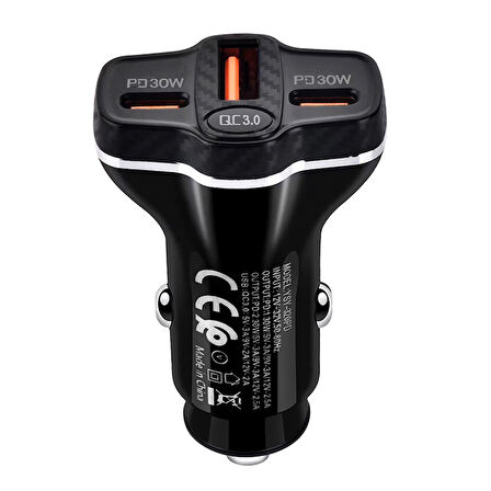 ALLY PD62 2xType-C + USB 78W Araç Çakmaklik Hizli Sarj Aleti Araç Sarji