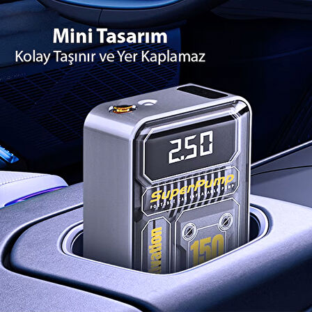 EZERE 150psi Tasinabilir Araba yüksek güçlü elektrikli kablosuz lastik hava pompasi