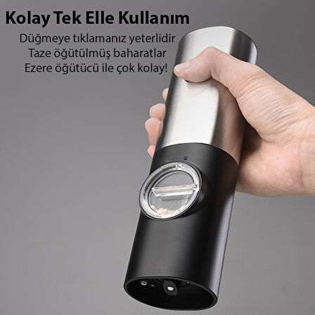 Ezere Elektrikli Baharat Tuz ve Karabiber Değirmeni Öğütücü