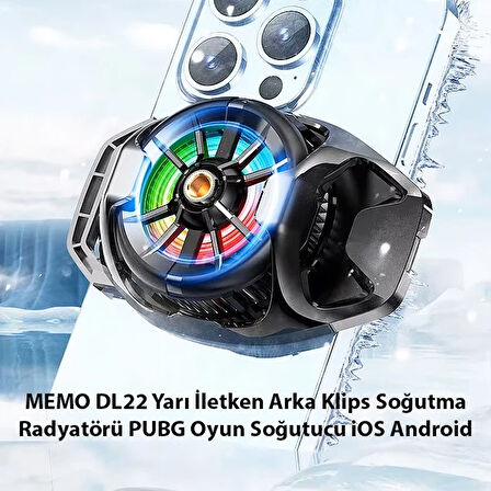 MEMO DL22 Yarı İletken Arka Klipsli Telefon Soğutucu iOS/Android PUBG Oyun Radyatörü (Siyah)