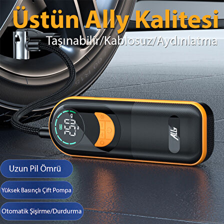 ALLY ST-5520 Dijital Basınç Göstergeli Oto Lastik Şişirme Pompası Hava Kompresörü