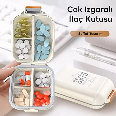 EZERE Taşınabilir seyahat ilaç kutusu 7 gün Bölmeli Büyük İlaç Kutusu