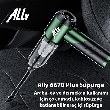 ALLY ST-6670PLUS 16000pa Güçlü Portatif 3 Kademeli Tasinabilir Vakumlu Kablosuz Üflemeli Mini Araç Süpürgesi