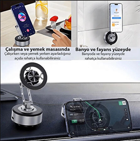 ALLY X91 Manyetik Vakumlu Araç Telefon Tutucu Ayna-Cam-Araba Magsafe Araç Tutucu