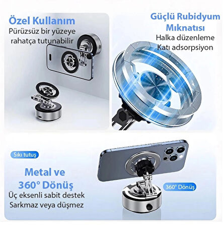 ALLY X91 Manyetik Vakumlu Araç Telefon Tutucu Ayna-Cam-Araba Magsafe Araç Tutucu
