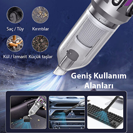 EZERE 16000pa Güçlü Dijital Göstergeli Vakumlu Kablosuz Üflemeli Mini Araç Süpürgesi