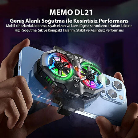 MEMO DL21  Yarı İletken Arka Klipsli Çift Fanlı Soğutma Radyatörü PUBG Oyun Soğutucu iOS Android