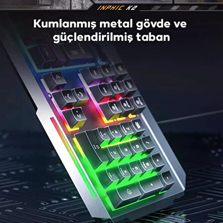 Inphic K2 USB Kablolu Oyun Klavyesi 104-Key Sessiz Oyun Klavyesi Bilgisayar Laptop için Cep telefonu yerleştirme alanı