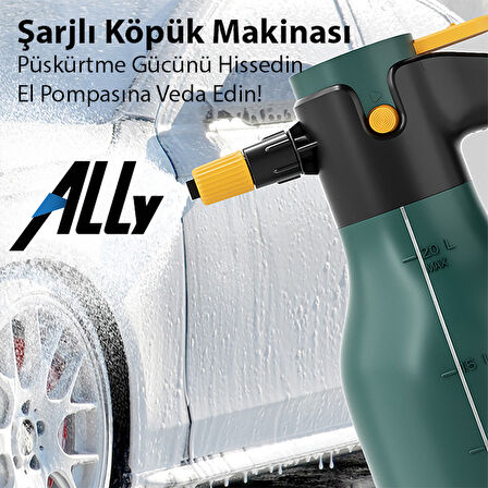 ALLY 2L Yüksek Basınçlı Şarjlı Köpük Makinası Oto Yıkama Pompası Köpük Püskürtücü