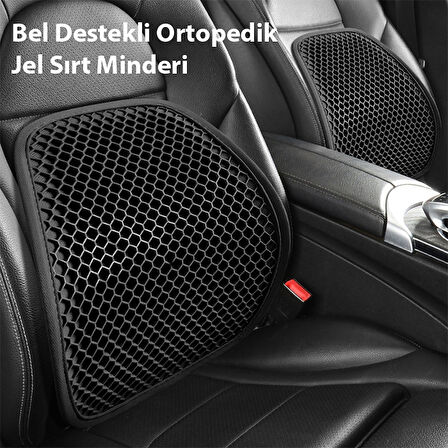 ALLY Jel Destekli Ortopedik Bel Sırt Minderi | Araç, Ofis ve Ev Koltukları İçin Ergonomik Bel Sırt Destek Minderi