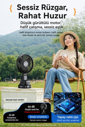 Ezere AirMax Şarjlı Taşınabilir Outdoor Fan Vantilatör ST-7997