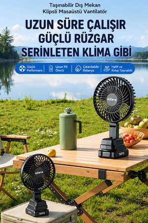 Ezere AirMax Şarjlı Taşınabilir Outdoor Fan Vantilatör ST-7997