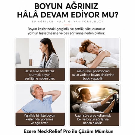 EZERE NeckRelief Pro Ultrasonik Dalgalı Ve Isıtmalı Rahatlatıcı Boyun Masaj Aleti