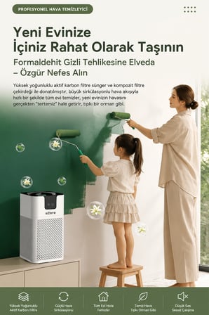 EZERE PureAir Akıllı Hava Temizleyici HEPA Filtreli Negatif İyon Hava Arıtıcı
