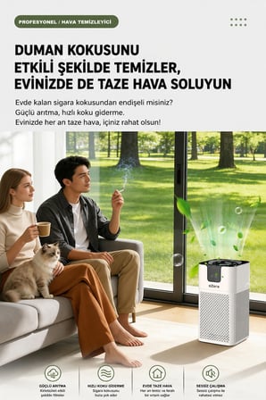 EZERE PureAir Akıllı Hava Temizleyici HEPA Filtreli Negatif İyon Hava Arıtıcı