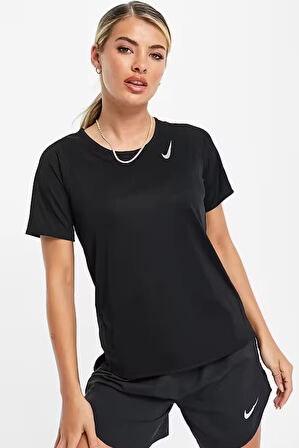 Nike Dri-Fit Race Top İn Black Kadın Siyah Spor Tişört 