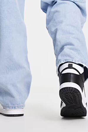 Nike Dunk Panda Hıgh Retro Erkek Siyah-Beyaz Deri Bilekli Spor Ayakkabı
