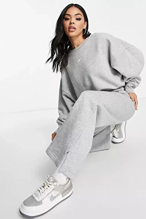 Nike Sportswear Essantial Collection Oversize Kesim Gri Kadın Sweatshrit