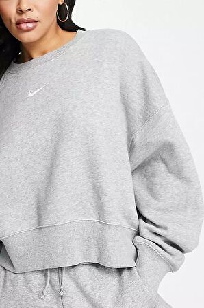 Nike Sportswear Essantial Collection Oversize Kesim Gri Kadın Sweatshrit