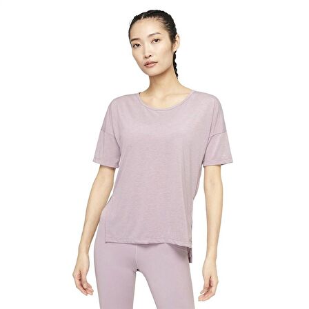 Nike W Ny Df Layer Ss Top Kadın Mor T-shirt - CJ93