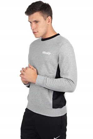 Nike Air Crew Fleece Erkek Gri-siyah Sweatshirt