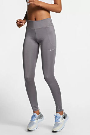 Nike Fast Mid-Rise Running Leggins File Panelli Normal Belli Sıkılaştırıcı Gri Kadın SporTaytı 
