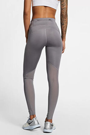Nike Fast Mid-Rise Running Leggins File Panelli Normal Belli Sıkılaştırıcı Gri Kadın SporTaytı 