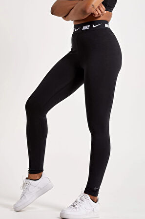 Nike Nsw Clup High-Waisted Yüksek Belli Siyah Kadın Spor Tayt 