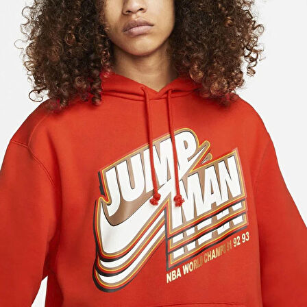 Nike DC9604-673 Air Jordan Jumpman Core Fleece Hoodie Erkek Kırmızı Kapüşonlu Sweatshirt