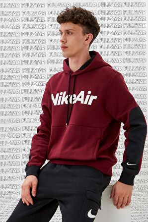 Nike Air Sportswear Hoodie Burgundy Big Logo Kapüşonlu Bordo Erkek Sweatshirt 