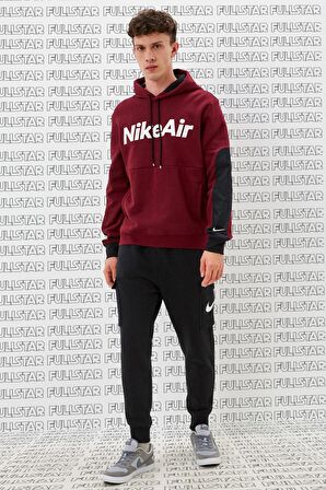 Nike Air Sportswear Hoodie Burgundy Big Logo Kapüşonlu Bordo Erkek Sweatshirt 