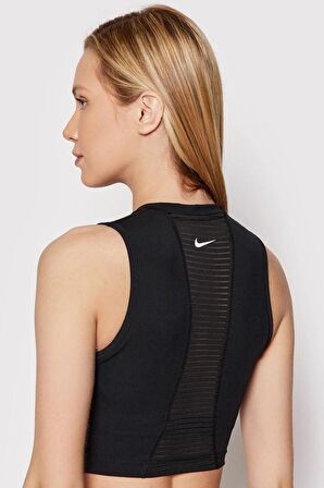 Nike Pro Dri Fit 1/2 Zip Crop Tank Yarım Fermuarlı Sıkı Kısa Atlet Siyah