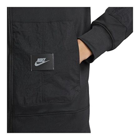 Nike DO2632-010  Sportswear Dri-Fit Sport Utility Pack Fleece Full-Zip Hoodie Erkek Siyah Sweatshirt