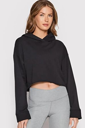 Nike Yoga Luxe Cropped Training Bol Kesim Siyah Crop Kadın Sweatshirt