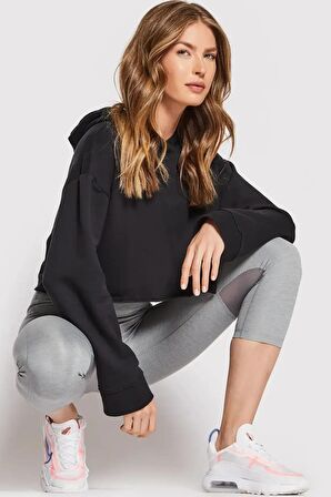 Nike Yoga Luxe Cropped Training Bol Kesim Siyah Crop Kadın Sweatshirt