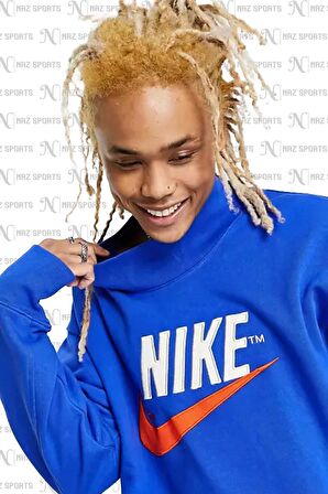 Nike Sportswear Trend Turtleneck Bol Kesim Mavi Erkek Sweatshirt